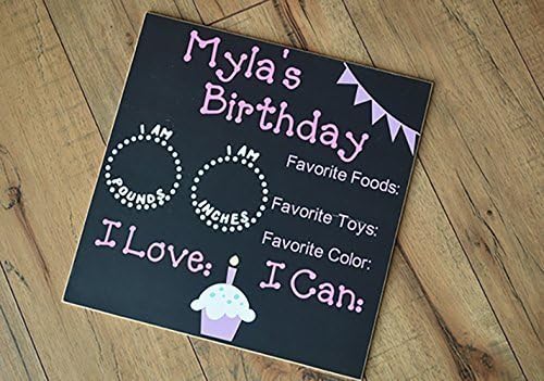 Personalized Birthday Chalkboard Sign- Cupcake Design