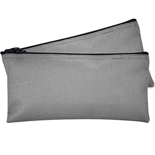 DALIX Bank Bags Money Pouch Securi Deposit Utility Zipper Coin Bag Gray 2 Pack