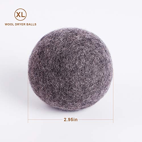 Wool Dryer Balls 6-Pack - Natural Fabric Softener, Organic Dryer Balls, XL Laundry Dryer Balls, 100% New Zealand Wool Handmade Balls-Reduce Wrinkles and Saves Drying Time, Alternative to Plastic Ball - Thumbnail 2