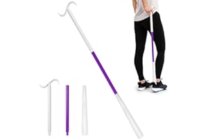 REWKCY 35.5" Shoe Horn Long Handle, Adjustable Extra Long Shoehorn and Portable Dressing Stick for Seniors, Elderly, Men and Women, Purple