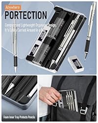 Nicpro 0.9 mm Mechanical Pencil Set with Case, 3PCS