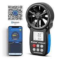 HOLDPEAK HP-866B-APP Digital Anemometer Handheld APP with Wireless Bluetooth Vane Wind Speed Meter for Measuring Wind Speed, Temperature, Wind Chill with Backlight (Black)