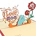 Creawoo Beautiful 3D Pop Up Mom Greeting Card for Mom, Mother's Day and Birthday Greeting Card. I Love Mom Card with Envelope.
