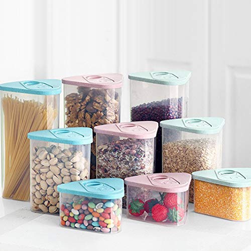 yanQxIzbiu Storage Container Premium Plastic Kitchen Food Cereal Grain Bean Rice Storage Box Triangle Container Case - Pink 500ml