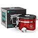 Coffee Gator Coffee Canister, 11oz Airtight Stainless Steel Kitchen Food Storage Container with Date-Tracker, CO2-Release Valve and Scoop for Beans, Grounds, Sugar, Cookies Jars, Tea, Cereal - Red