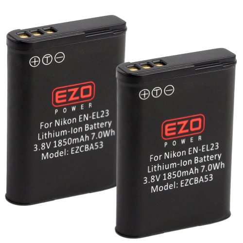 EZOPower 2 x EN-EL23 Rechargable Battery for Nikon COOLPIX P900, P610, P600, S810c Digital Cameras