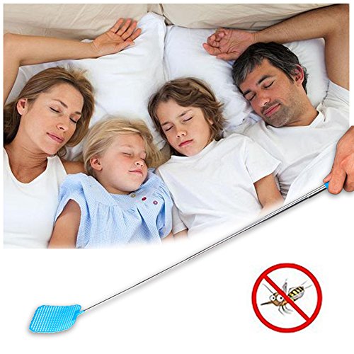 VIPITH 5 pack Extendable Fly Swatters, Durable Telescopic Mosquito Zapper Bug Killer with Plastic Surface Long handle and Anti Slip Grip (Red Blue Green Black Brown)