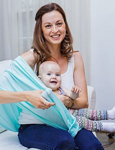 Luxurious Bamboo/Cotton Nursing Cover, Infinity Breastfeeding Scarf, Ultra Soft, Breathable, No Polyester! Wear many ways, Full coverage, 67 x 0.1 x 27.5 inches (Aqua)