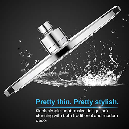 Shower Head Combo, Baban 9" Adjustable High Pressure Rainfall Showerhead & 5 Settings Handheld Shower Head Combo with Strong Suction Cup Holder/ 3-Way Water Diverter/ 1.5M Stainless Steel Hose