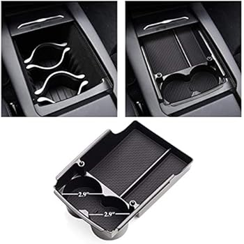 JDopption Black Center Container Cup Holder Console Storage Box for Tesla Model S/Model X 2016 2017 2018 2019
