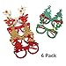 6 Pcs Christmas Party Glasses Frame Merry Christmas Tree Reindeer Antlers Deer Horns Eyeglasses Glitter Unisex Funny Eyewear Cosplay Costume Xmas Holiday Party Supplies Decorations Ornaments Gift