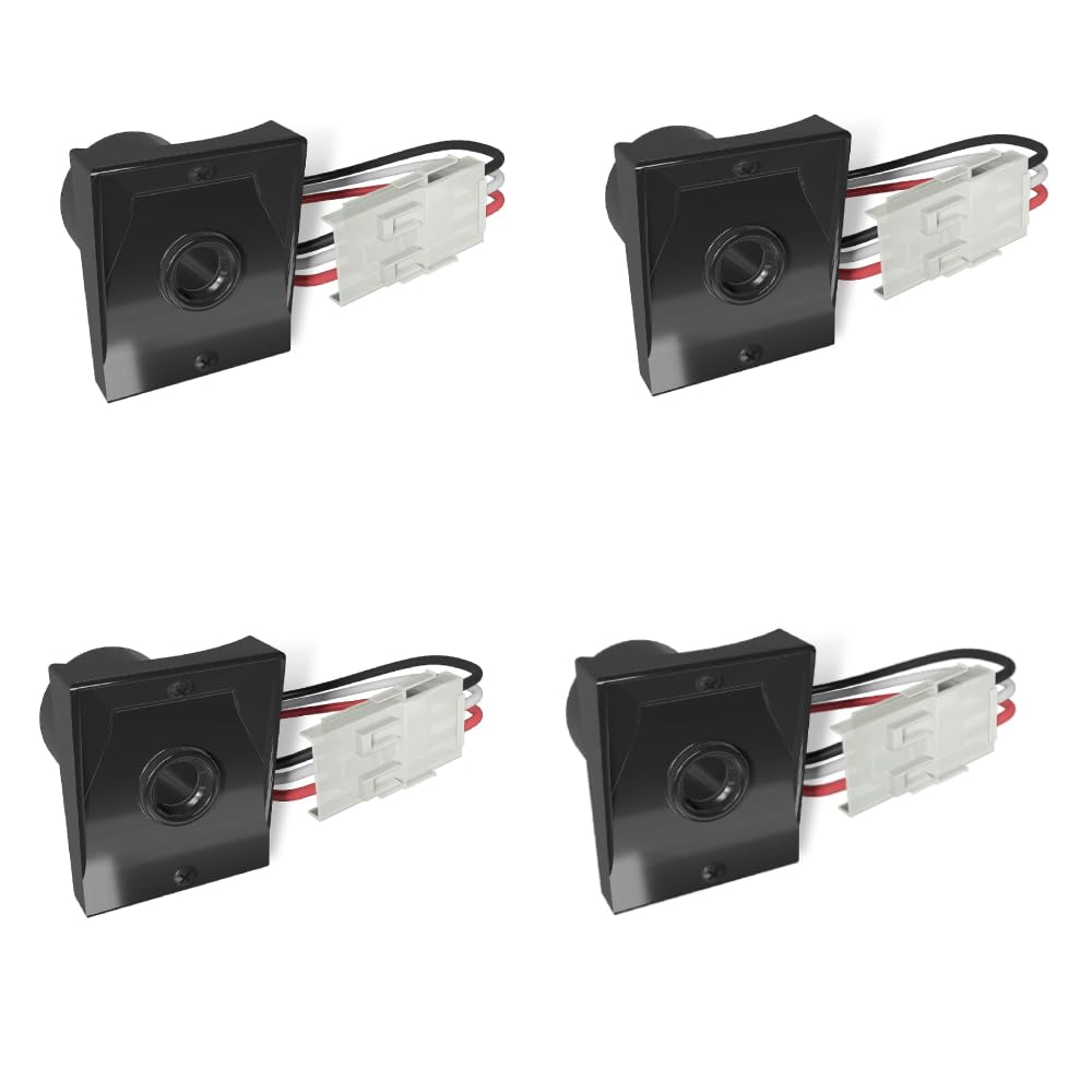 Solus Dusk-to-Dawn Sensor with Ezee Change Plug – Outdoor Photocell Sensor for 3" Lamp Posts – Auto On/Off – UL Listed – 120V – 5 Year Warranty, (Black, Pack of 4) Image