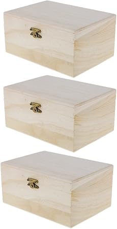Caja de Almacenamiento de Madera para DIY Bricolaje Artesanía - 3 Piezas: Amazon.es: Hogar