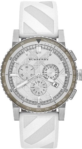 Burberry White Dial Stainless Steel Rubber Chronograph Quartz Men's Watch BU9810