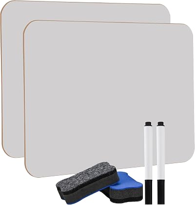 Hisredsun 2 Pack Mini Dry Erase Whiteboard 8.2 x 11.8 Inch Double Sided
