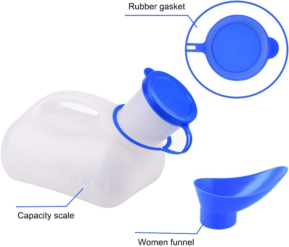 Alivonao Unisex Urinal for Car, Portable Urinal for Men and Women, Spill Proof Pee Bottle with a Lid and Funnel for Hospital, Home, Camping or Car Travel : Sports & Outdoors