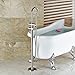 Zovajonia Brushed Nickel Floor Mounted Bathtub Shower Faucet Set 2 Handles Free Standing Tub Filler with Hand Shower
