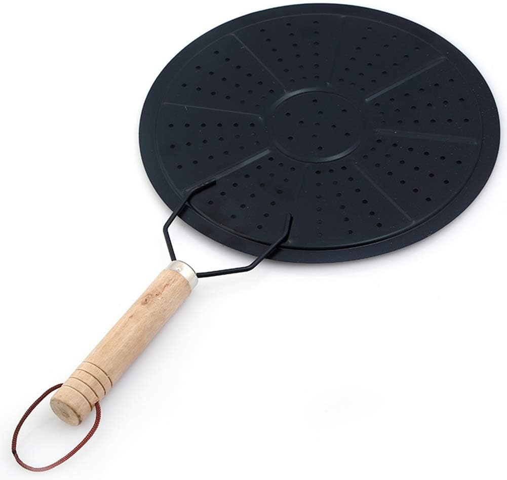Cast Iron Heat Diffuser,Insulation Heat Diffuser Pan Pad Cook Ring Kitchen Utensils Coffee Wooden Handle Heat Diffuser Reducer Flame for Electric Household Supply