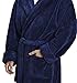 Arus Men's Hooded Fleece Bathrobe Turkish Soft Plush Robe
