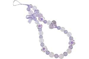 Meefisher Purple Cell Phone Charms Flower Heart Lanyard Wrist Straps Rope Cute Sweet Crystal Pendant Accessories