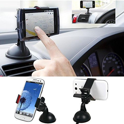 Car Phone Mount Holder Stand Clip with Sucker Base for iPhone 7/7 plus/Se/6s/6/6 Plus, Samsung Galaxy S7/S6/Edge, Note 5/4, LG G5, Moto X/G and a bonus USB Car Charger with Dual ports