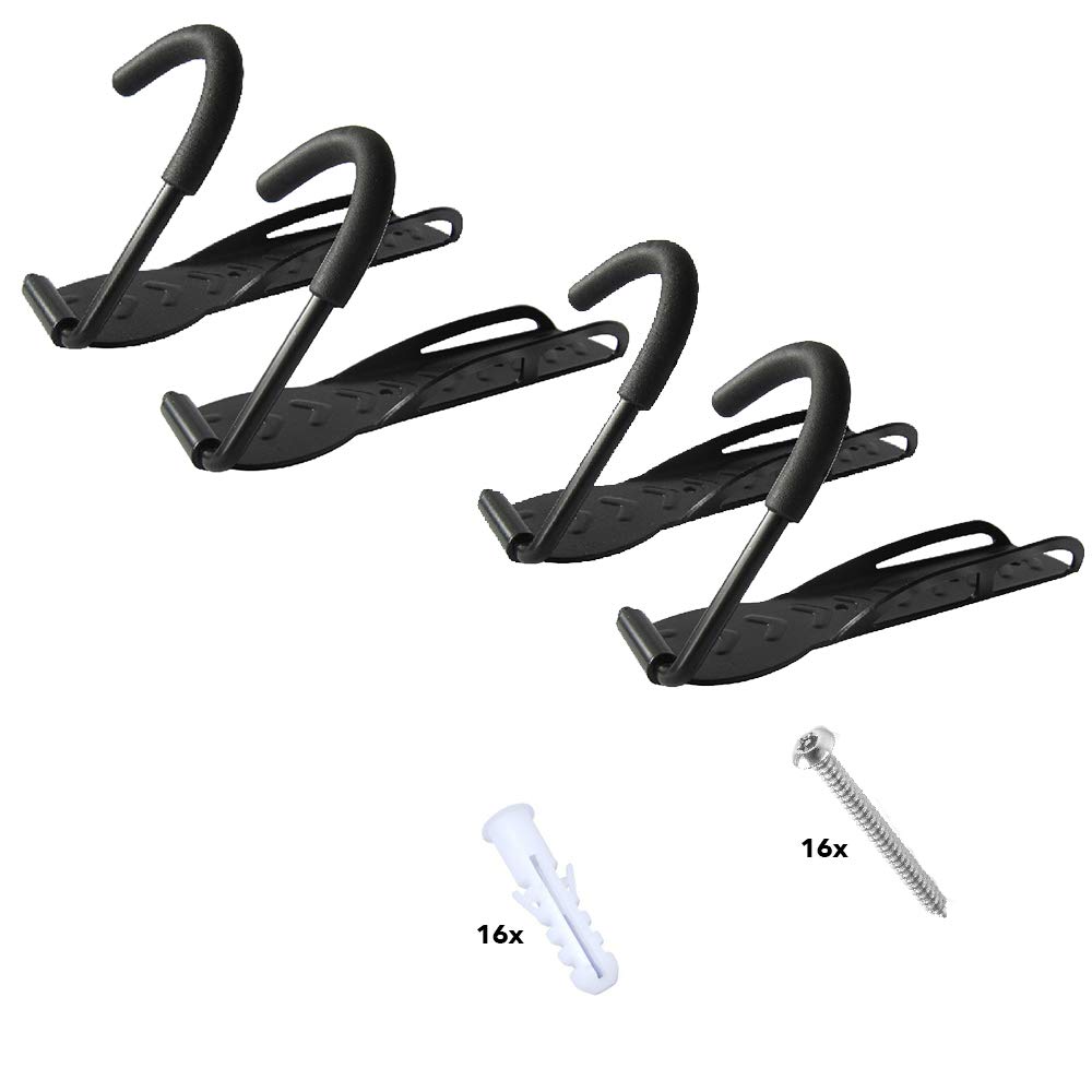 RASENFREUND® Bicycle Wall Mount for 4 Bikes Black Set of 4