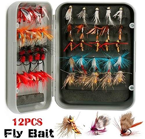 12pcs Fly Fishing Lures Artificial Bait Trout Fly Fishing Hooks Tackle without Case Box
