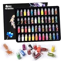 Hapree 48 Glitter Jars 3D Nail Art Decoration Glitter Powder Sequins Set for Face Eye Hair Body Nail Art Craft Scrapbook Party Invitation DIY Slime Making