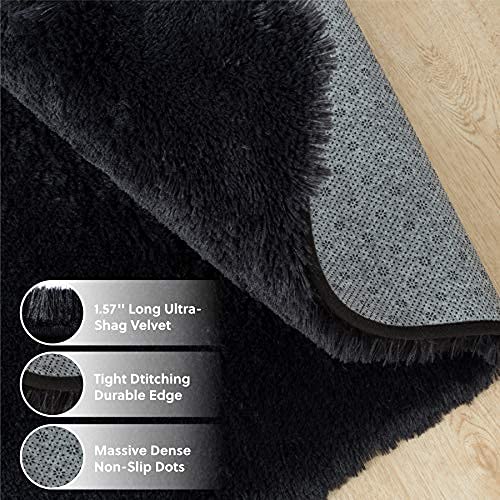 Bedsure Shag Area Rug for Bedroom Fluffy Black Rug for Living Room 4