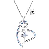 Ballerina Necklaces Gifts for Girls Ballet Dancer Necklaces for Teens Little Girls Heart Initial Dance Necklace Jewelry GiftsWomen