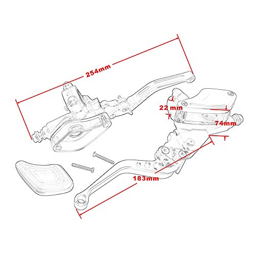 Aluminum 7/8" 22mm Motorcycle Dual Pump Hydraulic Handles Brake Clutch Levers Cylinder Master Reservoir Set For Ducati For Suzuki For Street Bike (Gold) - Thumbnail 4