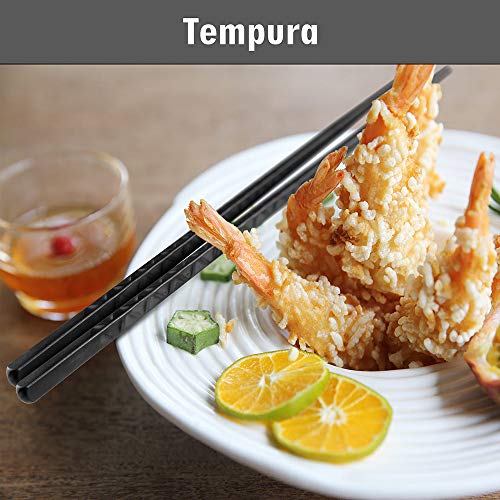 BLESWIN 5 Pairs Fiberglass Chopsticks, Reusable Chop Sticks Dishwasher Safe Japanese Chinese Style, Chopsticks Set 9.5 Inches Anti-Slip Textured Tip with Box, Easy Grip for Sushi Noodles Ramen Salad