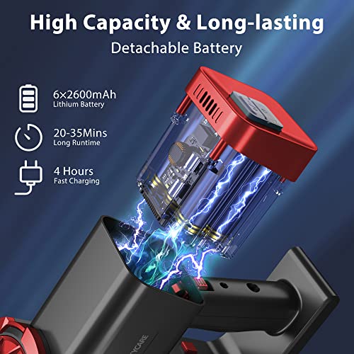 PRETTYCARE Cordless Vacuum Cleaner, Powerful Suction Stick Vacuum with 35min Long Runtime Detachable Battery, 6 in 1 Lightweight Quiet Cleaner Perfect for Hardwood Floor & Carpet Pet Hair, W100