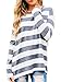 Famulily Women's Long Sleeve High Low Hem Loose Fit Oversized Striped Tee Shirt Tunic Tops(L,Dark Grey)