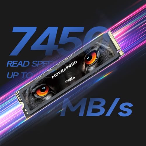 MOVE SPEED HB7450 4TB Internal Solid State Drive for PS5 with Heatsink TLC NAND, PCIe 4.0 NVMe M.2 SSD- Up to 7450MB/s, 3D NAND Storage Expansion Compatible with PS5, Laptops and Desktops