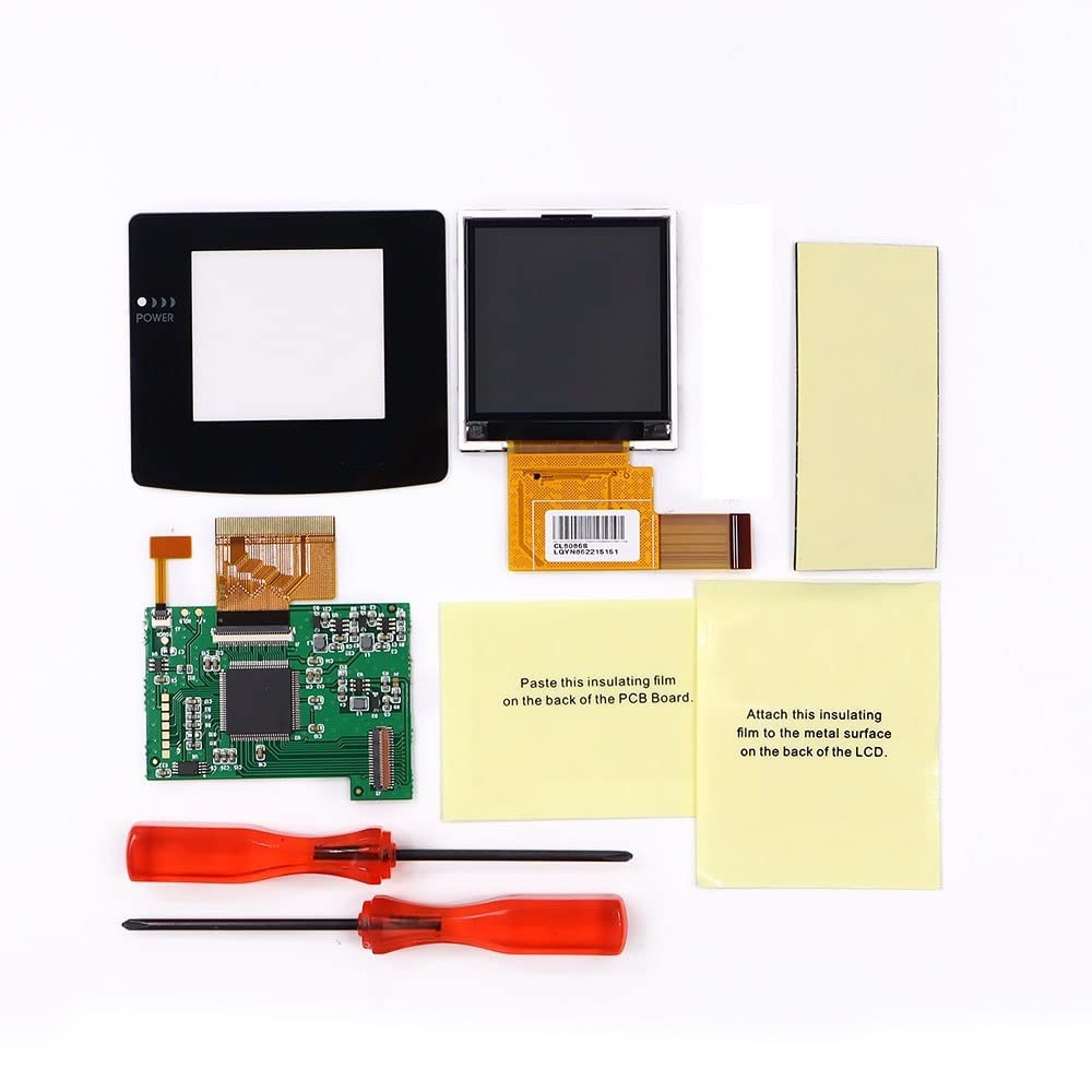 HISPEEDIDO 2.2 inch Brightness Changing LCD Backlit Screen Kits Replacement Backlight Mod Kits For Game Boy Color GBC Consoles (2.2" smaller Screen) No need welding or cutting,Easy install