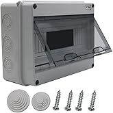 ABS Distribution Protection Box for Circuit Breaker, 12 Way Waterproof Outdoor Power Distribution Box DIN Rail Junction Box for Indoor Wall MCB