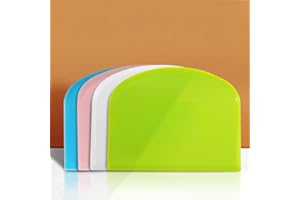 4 Pcs Dough Scraper RUIFUNETEK Plastic Flexible Dough Cutter, Anti-Slip Bread Scraper Tool, Semi-Circular Trapezoidal Pastry 
