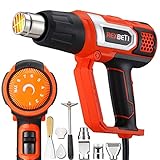 Lnchett Dual Temperature Heat Gun, High Power Hot Air Gun, 7 Attachments, Fast Heating In Seconds, Perfect for Crafts, Shrinking PVC/Wrap, Stripping Paint