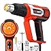 REXBETI Variable Temperature Heat Gun with 9 Attachments, Max Temperature up to 1210°F, 3 Air Flows Control, Fast Heating and Cooling, Perfect for Crafts, Shrinking PVC/Wrap, Stripping Paint