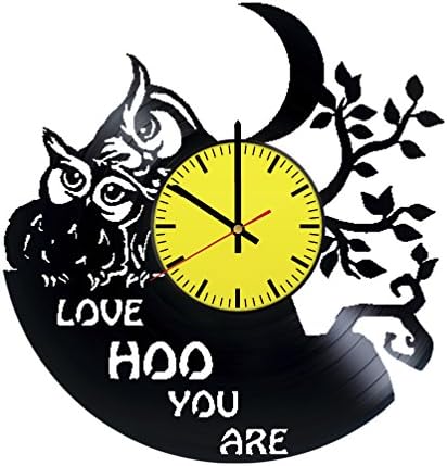 Night Owl Love Vinyl Record Wall Clock - Get unique bedroom or kids room wall decor - Gift ideas for children – Animals Unique Modern Art
