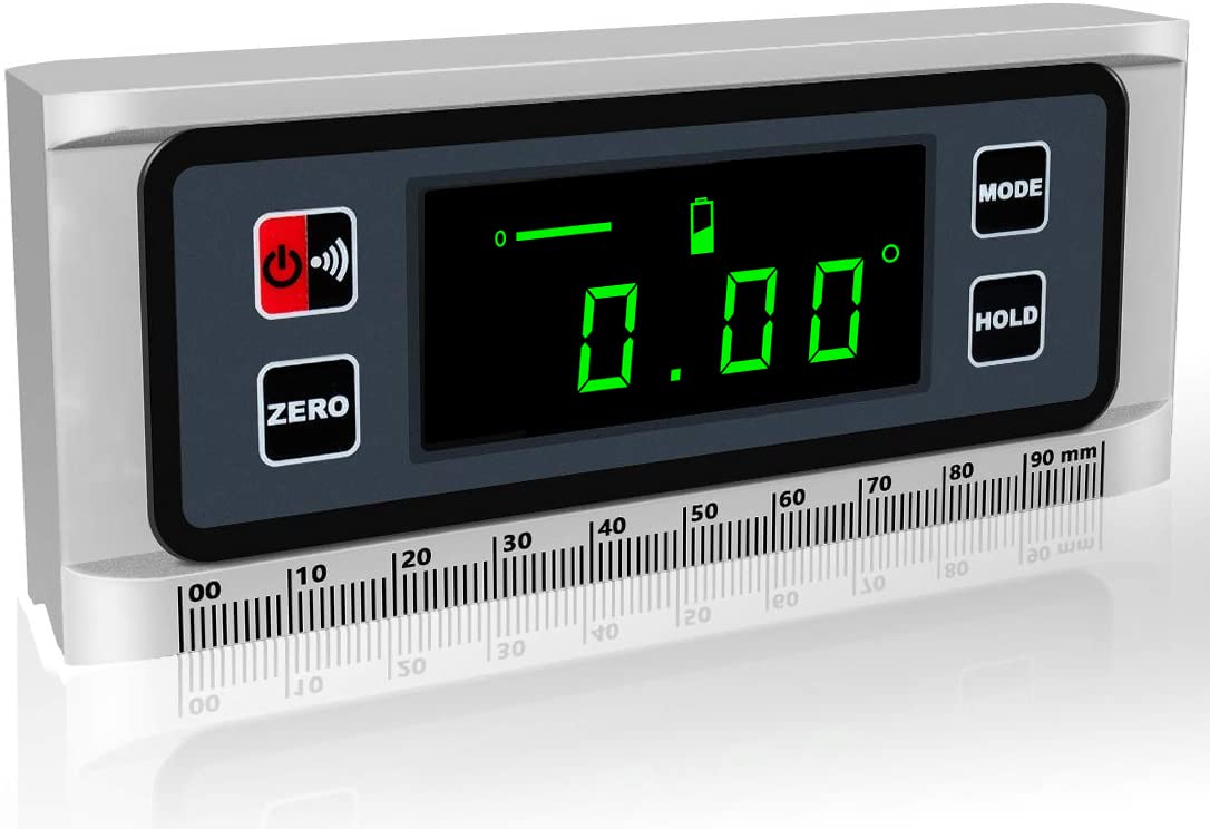 Angle Gauge eOUTIL Digital Protractor Inclinometer Angle Finder with V-Groove Magnetic Base, Precision Bevel for Automobile Woodworking Building Drilling Machinery Masonry (DL1906)
