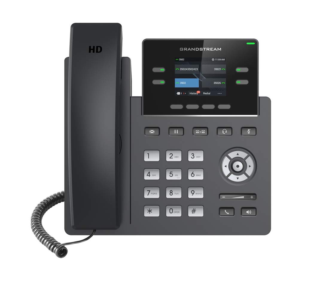 GrandstreamGRP2612 IP Phone | 4 Lines, 4 SIP Accounts | 2.4-Inch Color Display | Dual-port Gigabit Ethernet