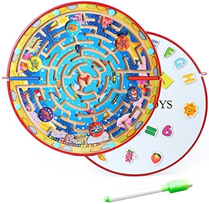 Jacootoys Magnetic Maze Educational Toy Easel Wooden Puzzles Board Games for Children