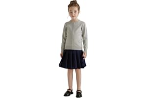 SMILING PINKER Girl School Uniform Sweater Anti-Pill Cotton Cardigan Crew Neck