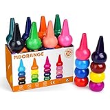 MDORANGE Crayons for Toddlers Palm-Grip 16 Colors Baby Crayons Washable & Non-Toxic Paint Crayons Sticks Stackable Toys (Finger Crayons)