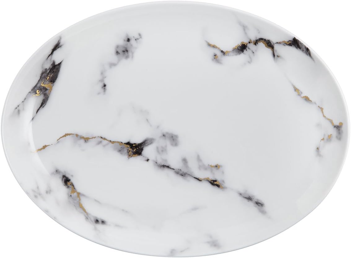 Prouna Marble Venice Fog Large Oval Platter