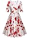 Meaneor Women's Half Sleeve Swing Dress Floral Print Knee Long A Line Tea Dress