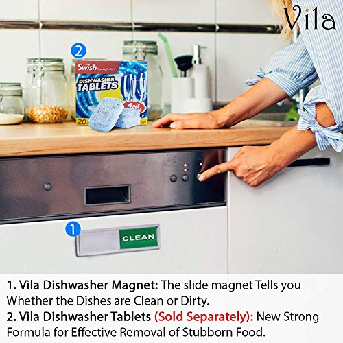 CLEAN/DIRTY Dishwasher Magnet - Easy to Read Acrylic Indicator - Smooth Glide - 3M Adhesive for extra strength - Low Profile Design - Sticks to any Surface - Scratch proof - For Home & Office use