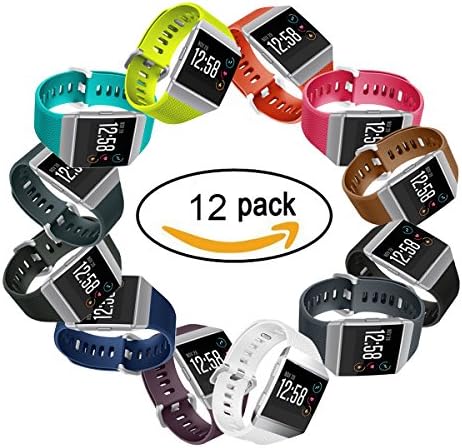 For Fitbit Ionic Watch Bands,Silicone Sport Replacement Accessories Wristband for Fitbit Ionic Smartwatch Women Men Black Gray Blue White Pink Lime Green Brown Red 12 Pain Colors Large